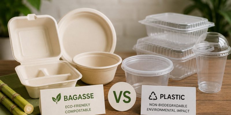 bagasse vs plastic containers